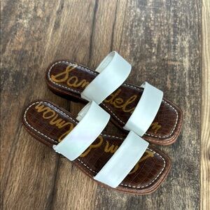 Sam Edelman Double Strap White Slide Sandals